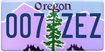 OR license plate 007ZEZ