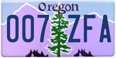 OR license plate 007ZFA