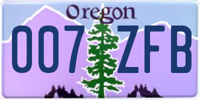 OR license plate 007ZFB