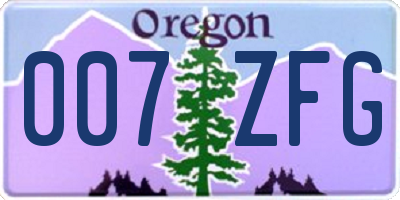 OR license plate 007ZFG