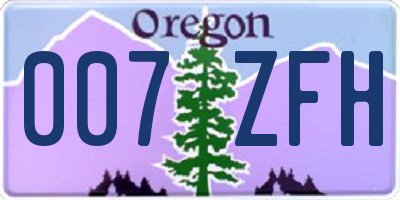 OR license plate 007ZFH