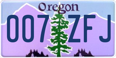 OR license plate 007ZFJ