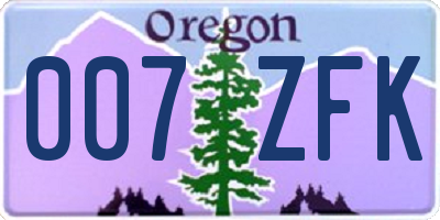 OR license plate 007ZFK
