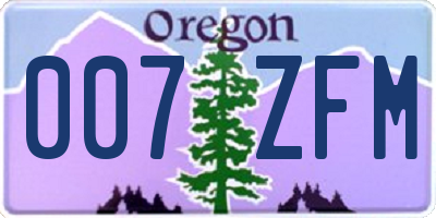 OR license plate 007ZFM