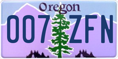 OR license plate 007ZFN