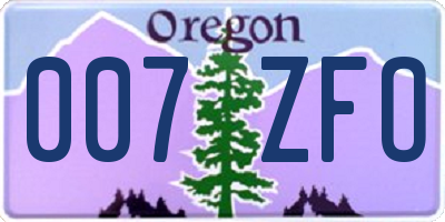 OR license plate 007ZFO