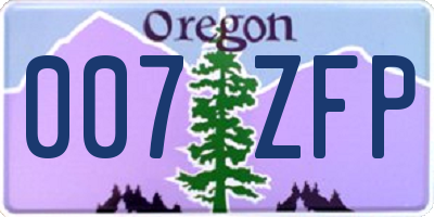 OR license plate 007ZFP