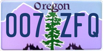 OR license plate 007ZFQ