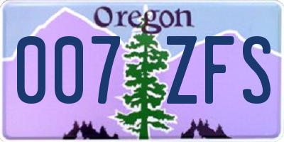 OR license plate 007ZFS