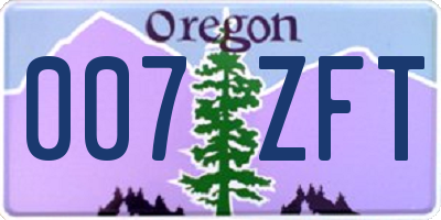 OR license plate 007ZFT
