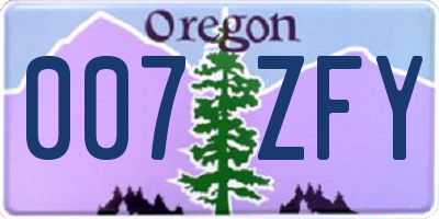 OR license plate 007ZFY