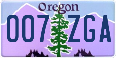 OR license plate 007ZGA