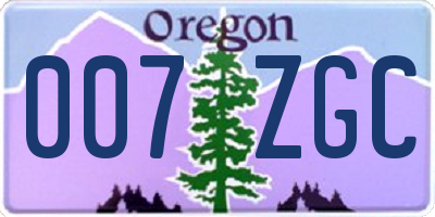 OR license plate 007ZGC