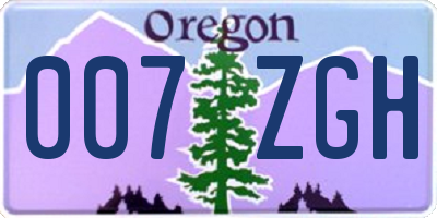 OR license plate 007ZGH
