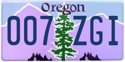 OR license plate 007ZGI