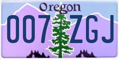 OR license plate 007ZGJ