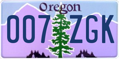 OR license plate 007ZGK