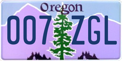 OR license plate 007ZGL