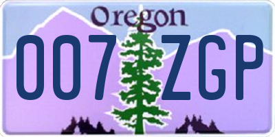 OR license plate 007ZGP