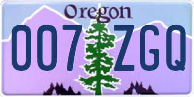 OR license plate 007ZGQ