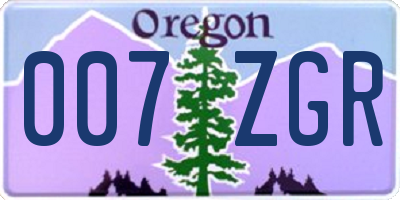 OR license plate 007ZGR