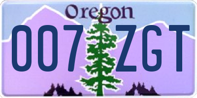 OR license plate 007ZGT