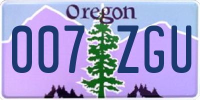 OR license plate 007ZGU