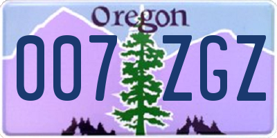 OR license plate 007ZGZ