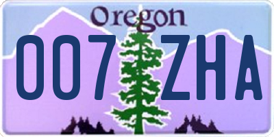 OR license plate 007ZHA