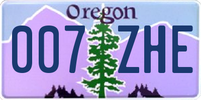 OR license plate 007ZHE