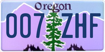 OR license plate 007ZHF