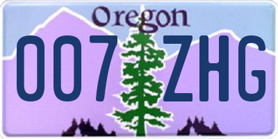 OR license plate 007ZHG