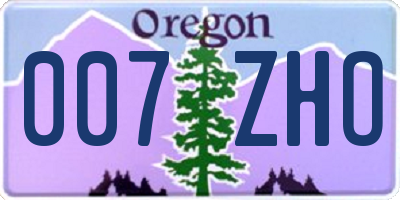 OR license plate 007ZHO