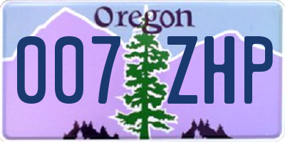 OR license plate 007ZHP