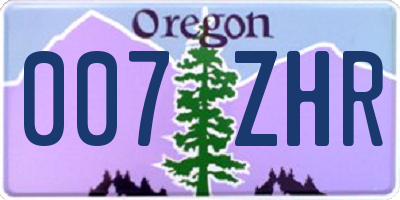 OR license plate 007ZHR