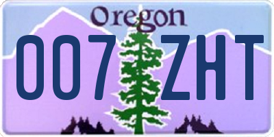 OR license plate 007ZHT