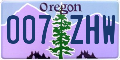 OR license plate 007ZHW