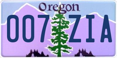 OR license plate 007ZIA