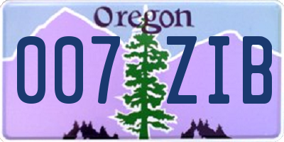 OR license plate 007ZIB