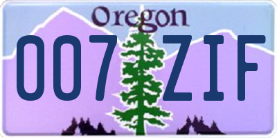 OR license plate 007ZIF