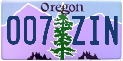 OR license plate 007ZIN