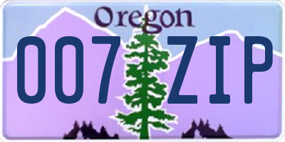 OR license plate 007ZIP