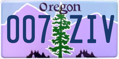 OR license plate 007ZIV