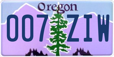 OR license plate 007ZIW