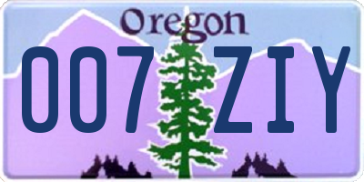 OR license plate 007ZIY