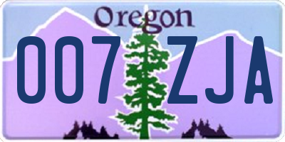 OR license plate 007ZJA