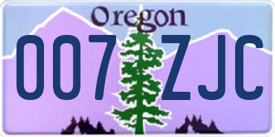 OR license plate 007ZJC