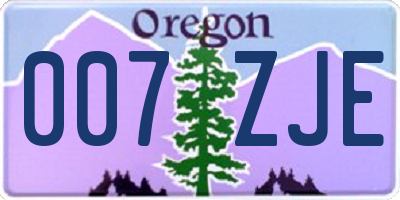 OR license plate 007ZJE