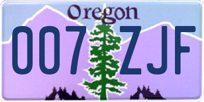 OR license plate 007ZJF