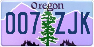 OR license plate 007ZJK